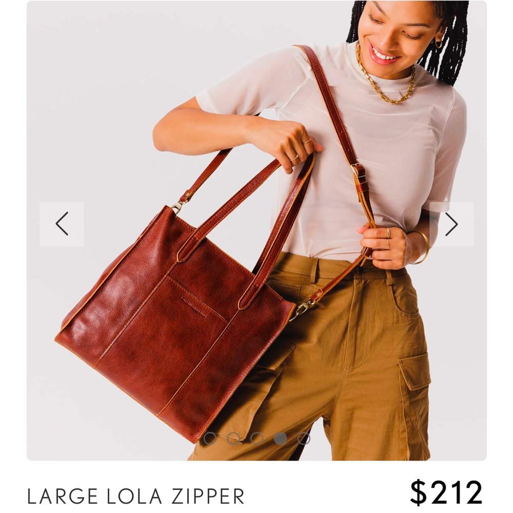 Portland leather north / south Lola Crossbody bag w/zipper  - color, nutmeg - Picture 5 of 16